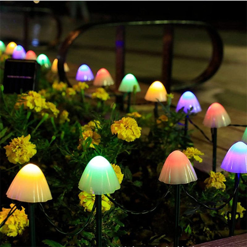 LED Solar String Lights Cute Mushroom Fairy Light IP65 Waterproof Valentine Garland Lamps Patio Fence Garden Decor SD-SSL104