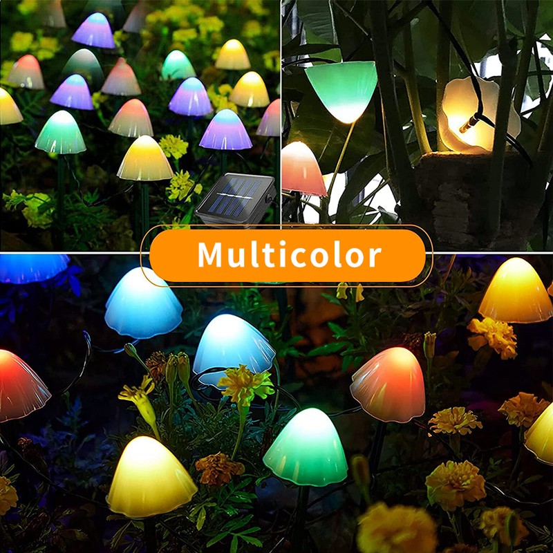 LED Solar String Lights Cute Mushroom Fairy Light IP65 Waterproof Valentine Garland Lamps Patio Fence Garden Decor SD-SSL104