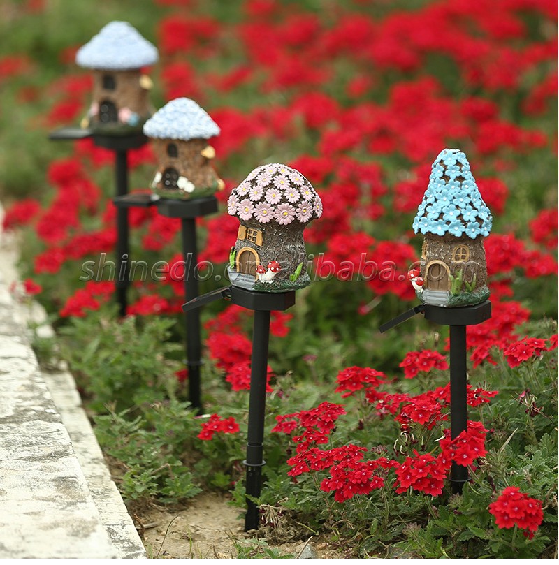 LED Solar Lawn Light Fairy House Solar Powered Outdoor Decor Garden Light Resin Landscape Lights SD-SL946