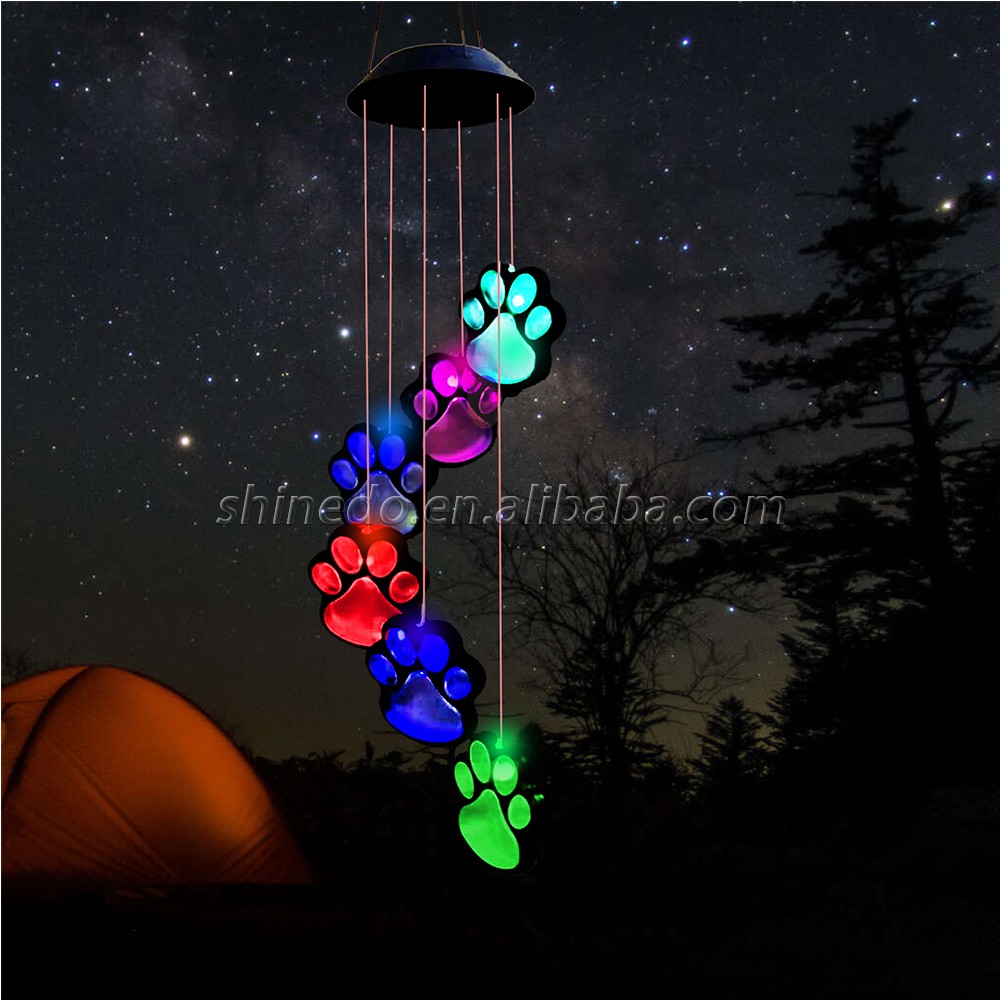 Paw Print Solar Wind Chimes Outside Dogs Cat Pet Pawprint Remembrance Wind Chimes SD-SW082