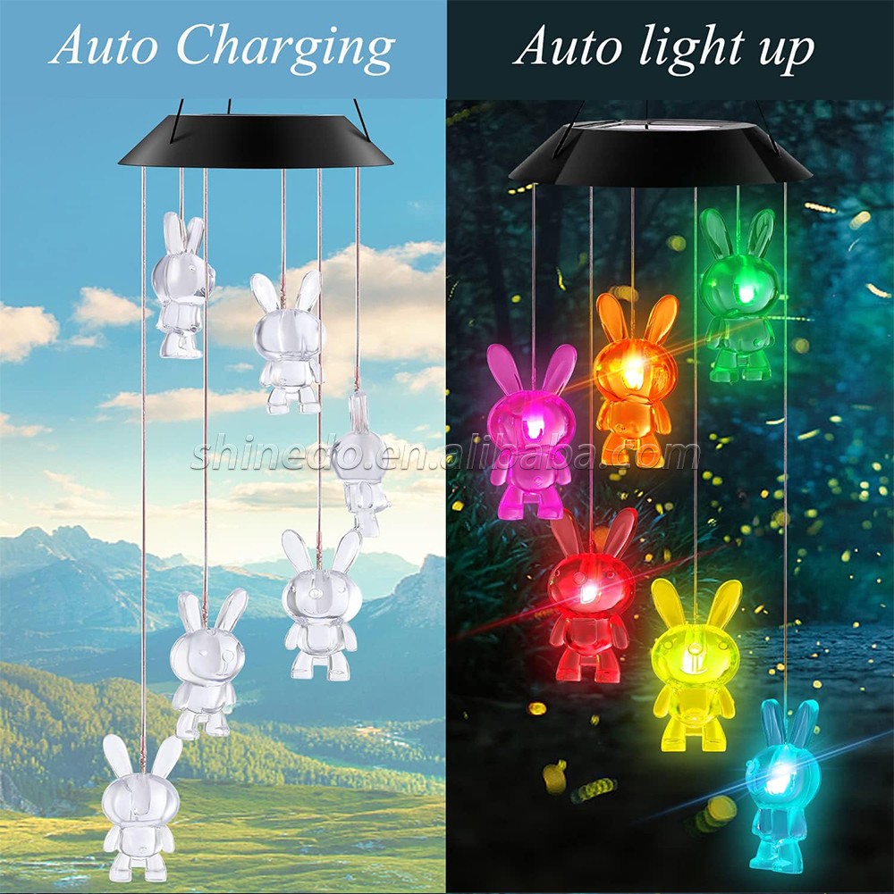 Color Changing Solar Power Wind Chime Hummingbird Waterproof Outdoor Decoration Light for Patio Yard Garden SD-SW254