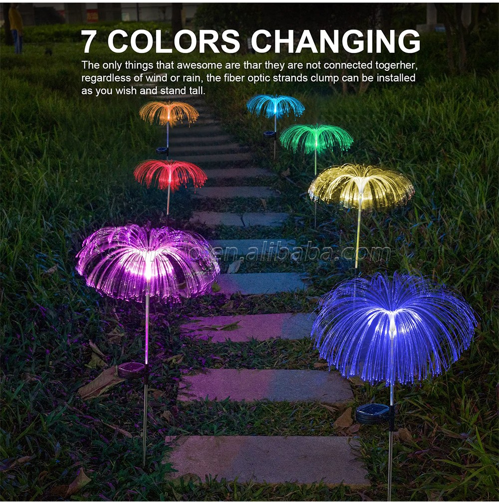 Solar Garden Lights Outdoor Decorative 7 Color Changing Solar Flower Lights Jellyfish Decor, Fireworks Landscape Light SD-SL794