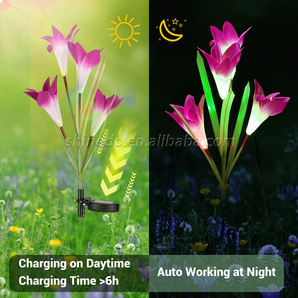 Solar Garden Lights Led Light Outdoor Multi-Color Changing Lily Solar Flower Lights for Patio Yard Garden Christmas Decoration SD-SL295