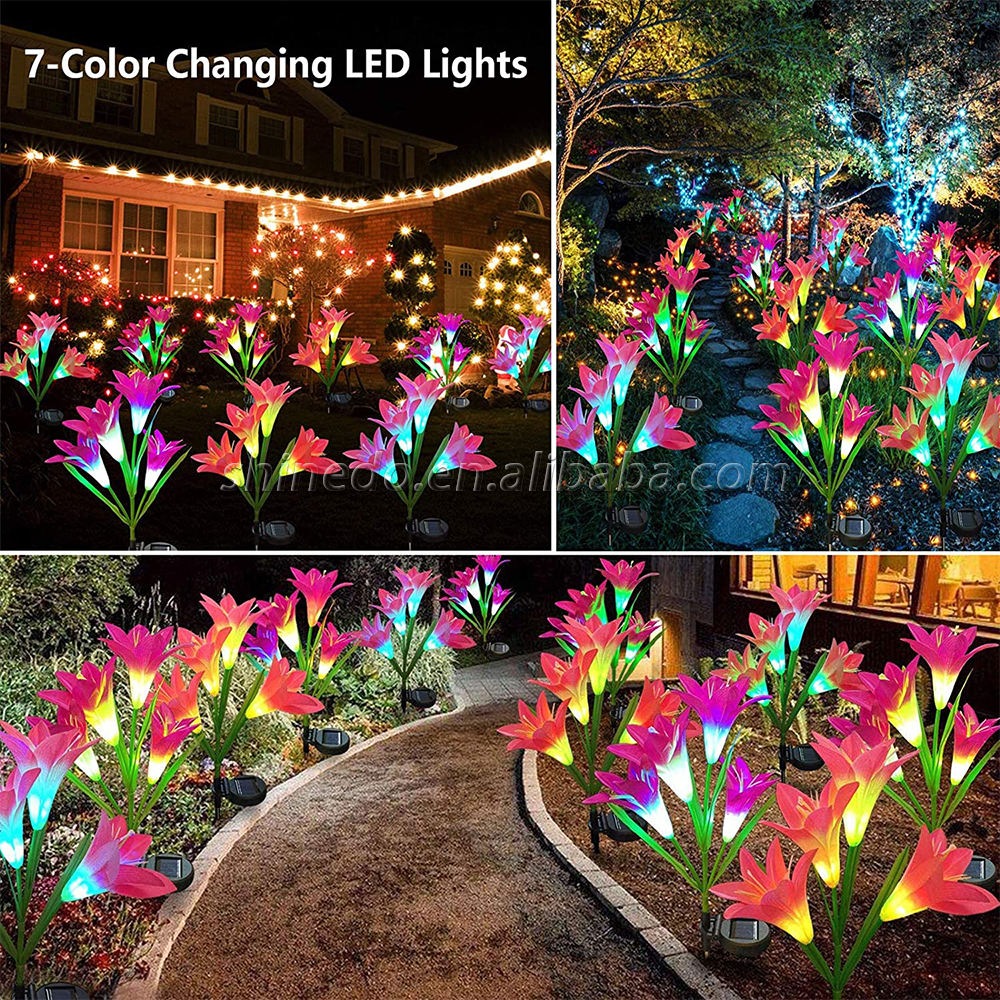 Solar Garden Lights Led Light Outdoor Multi-Color Changing Lily Solar Flower Lights for Patio Yard Garden Christmas Decoration SD-SL295