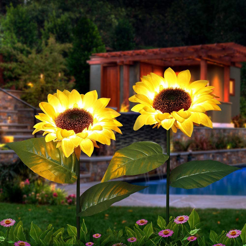 Solar Sunflower Light 2 Pack Powered Outdoor Lights Decorations 6 Led Colorful Christmas Decoration Solar flower Light SD-SL798