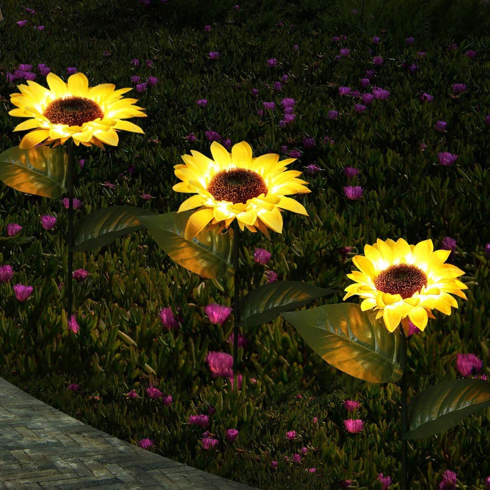 Solar Sunflower Light 2 Pack Powered Outdoor Lights Decorations 6 Led Colorful Christmas Decoration Solar flower Light SD-SL798
