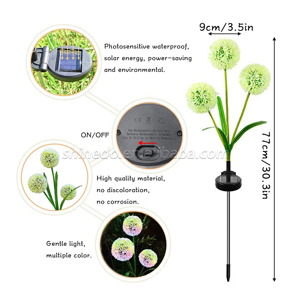 LED solar garden flower RGB color ground inserted lights for garden patio decoration SD-SL954