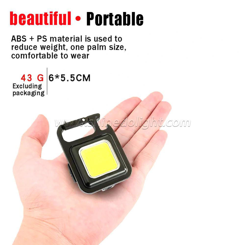 Mini 3-in-1 portable pocket bottle opener and magnet base COB small flashlight waterproof keychain Light SD-SF057