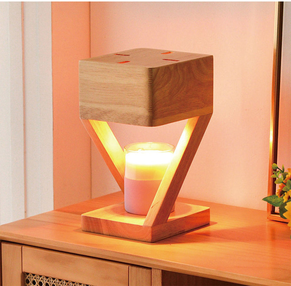 Solid Wood Lamp Body Electric Candle Warmer Lamp Wax Melt Lamps for Bedroom Hotel Night Lights SD-SL1142