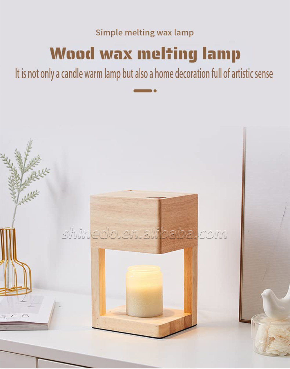 Simple Dimmable Solid Wood Lamp Body Electric Candle Warmer Lamp Wax Melt Lamps for Bedroom Hotel Night Lights SD-SL1143