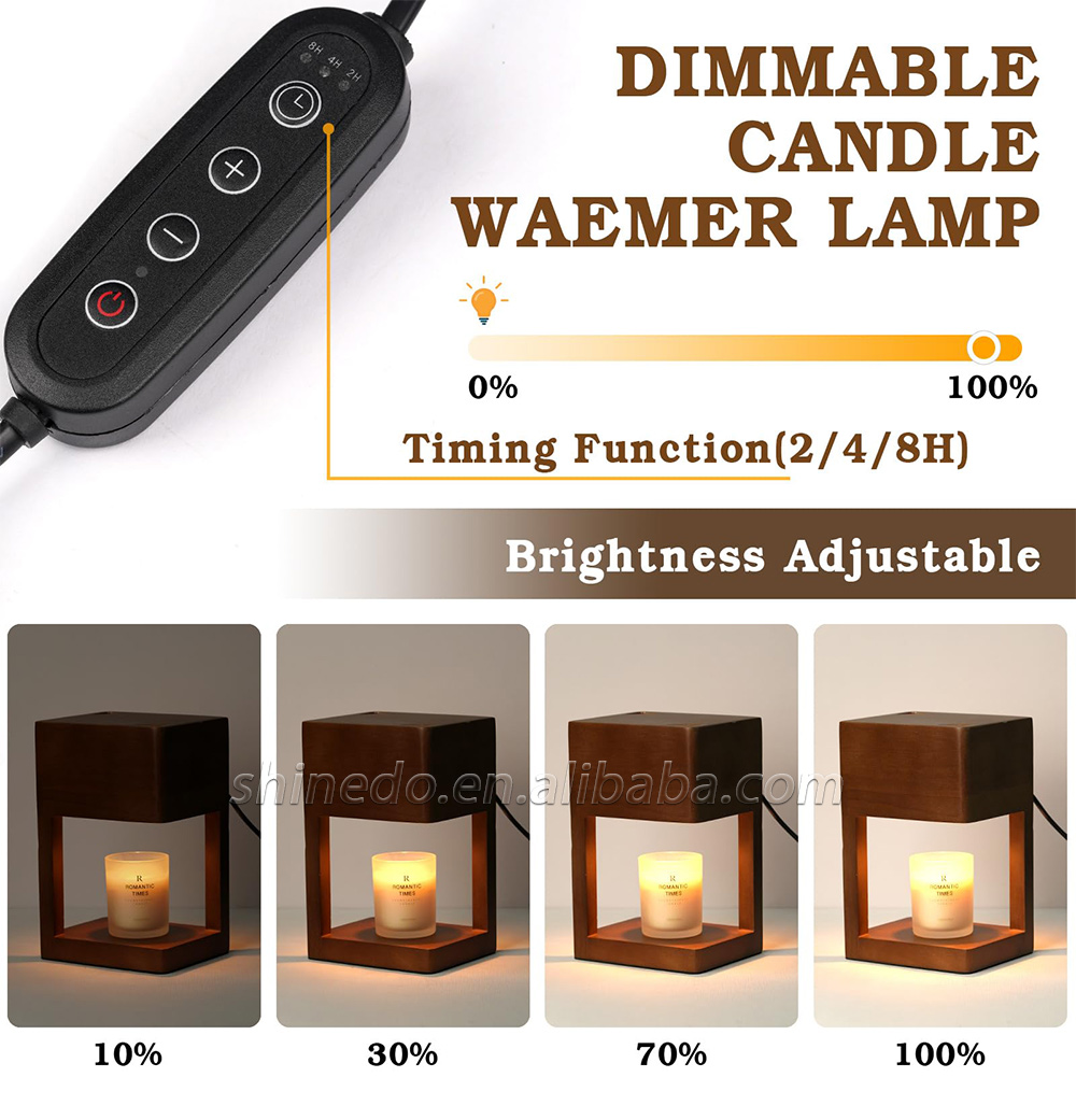 Simple Dimmable Solid Wood Lamp Body Electric Candle Warmer Lamp Wax Melt Lamps for Bedroom Hotel Night Lights SD-SL1143
