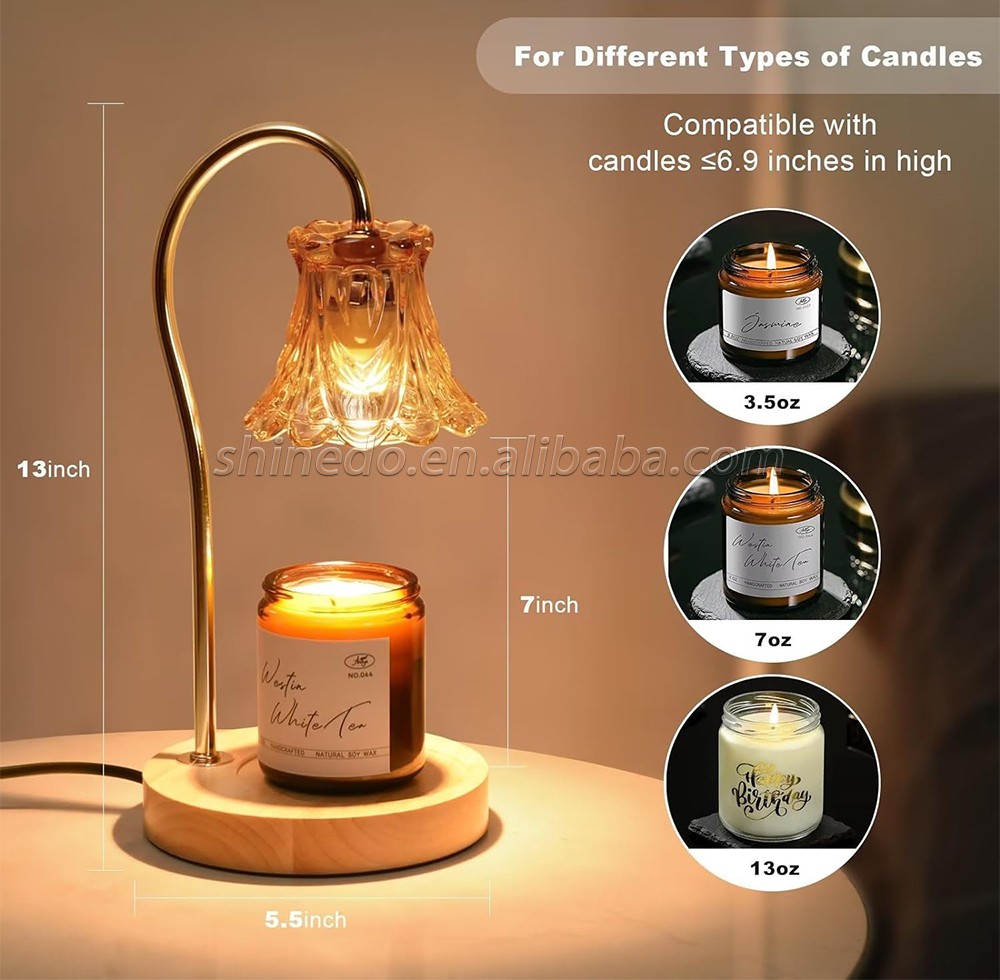 Candle Warmer Lamp Timer Vintage Crystal Candle Wax Warmer with Dimmer Safe Light Warmer for Jar Candle Home Decoration SD-SL1186