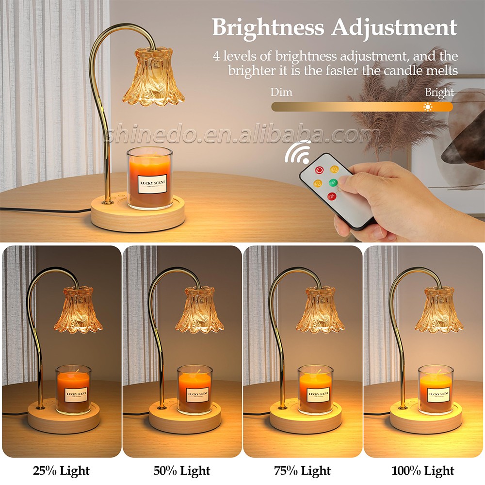 Candle Warmer Lamp Timer Vintage Crystal Candle Wax Warmer with Dimmer Safe Light Warmer for Jar Candle Home Decoration SD-SL1186