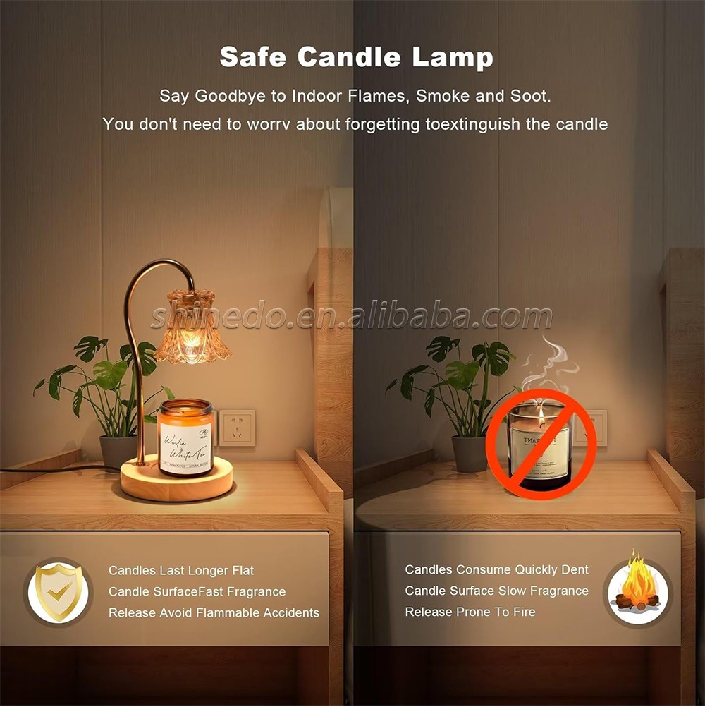 Candle Warmer Lamp Timer Vintage Crystal Candle Wax Warmer with Dimmer Safe Light Warmer for Jar Candle Home Decoration SD-SL1186