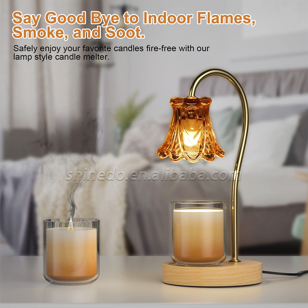 Candle Warmer Lamp Timer Vintage Crystal Candle Wax Warmer with Dimmer Safe Light Warmer for Jar Candle Home Decoration SD-SL1186