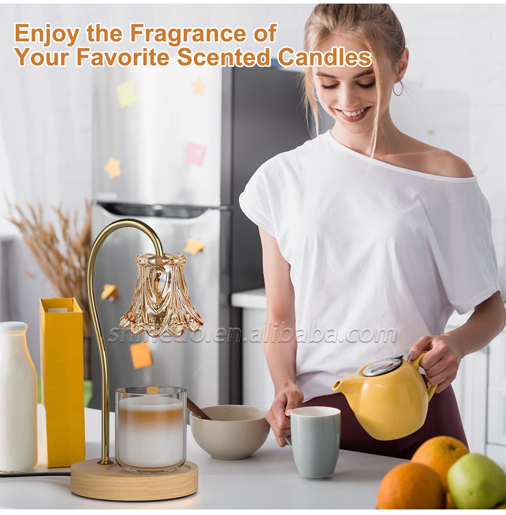 Candle Warmer Lamp Timer Vintage Crystal Candle Wax Warmer with Dimmer Safe Light Warmer for Jar Candle Home Decoration SD-SL1186