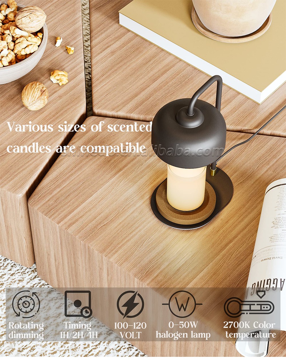 Wax Melt Burner Table Lamp Nordic Candle Warmer Lamp Timer Holiday Gifts Lamps Bedside Bedroom Indoor Lighting SD-SL1185