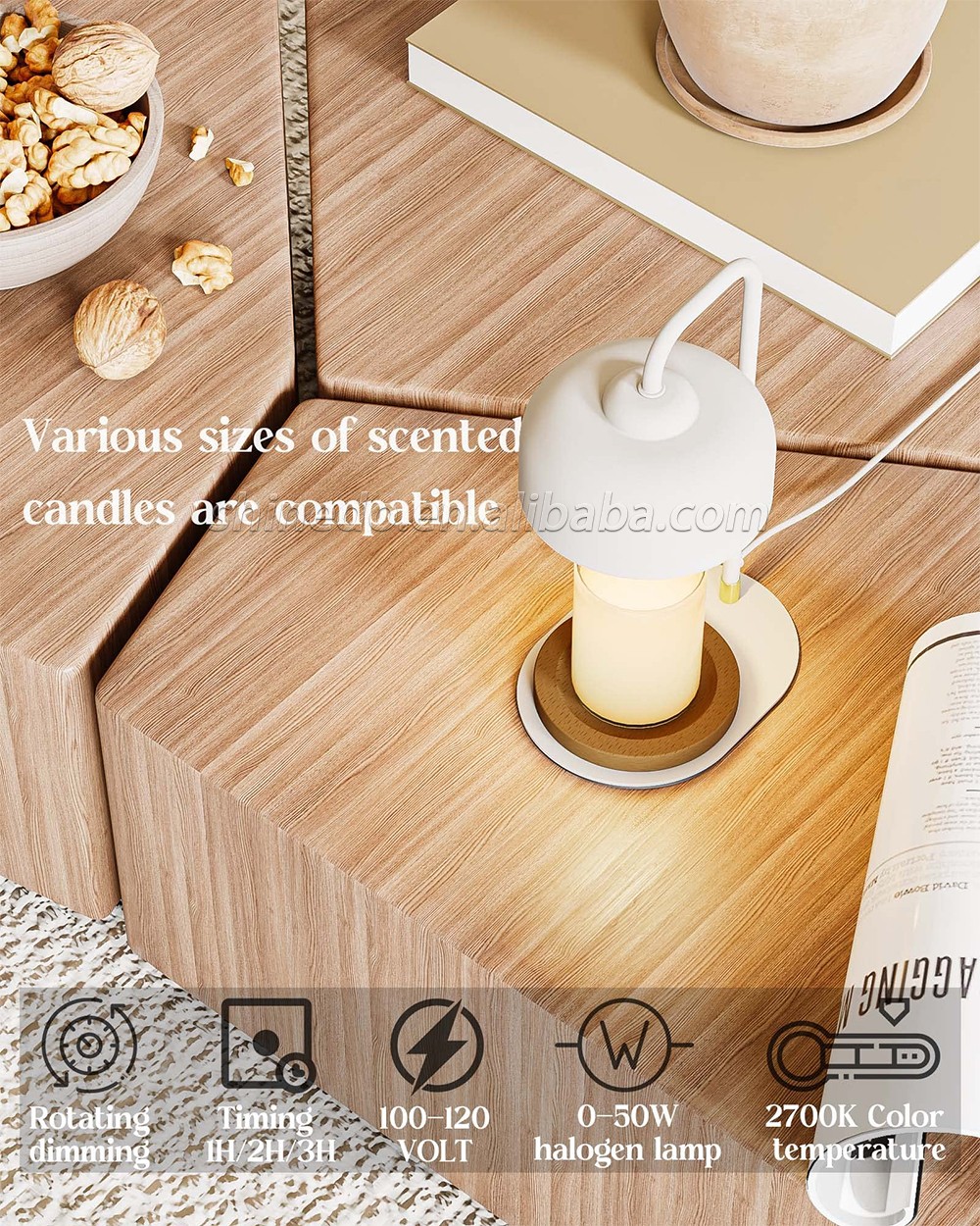 Wax Melt Burner Table Lamp Nordic Candle Warmer Lamp Timer Holiday Gifts Lamps Bedside Bedroom Indoor Lighting SD-SL1185