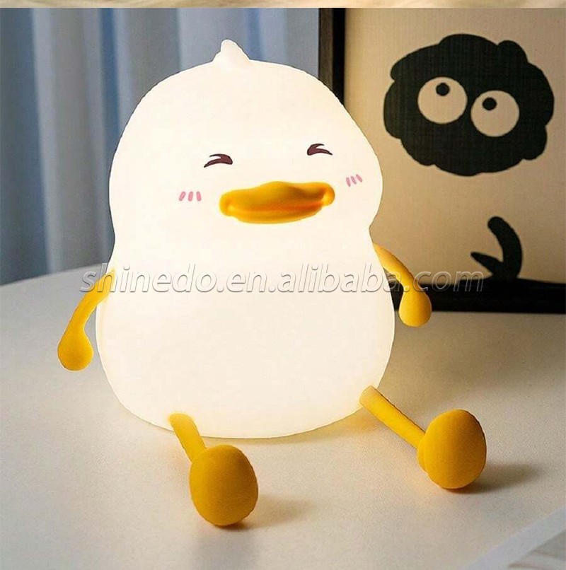 Silicone Animal Duck Led Night Light Squeezed Toy Nightlight Touch Switch Bedside Table Lamp Baby Room Sleep Led Night Light SD-SR1014