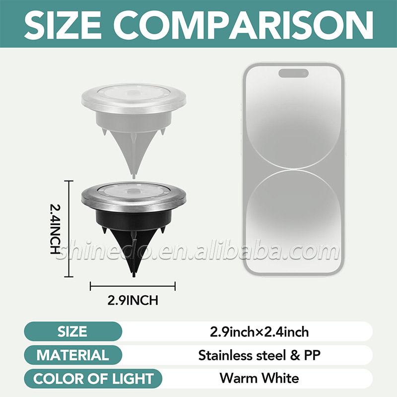 Walkway Solar Disk Pathway light Outdoor Garden Landscape Spotlight Light Waterproof Mini 8 Led Outdoor Solar Lawn Ground Light SD-SL1431