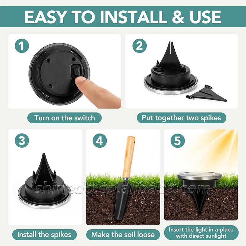 Walkway Solar Disk Pathway light Outdoor Garden Landscape Spotlight Light Waterproof Mini 8 Led Outdoor Solar Lawn Ground Light SD-SL1431