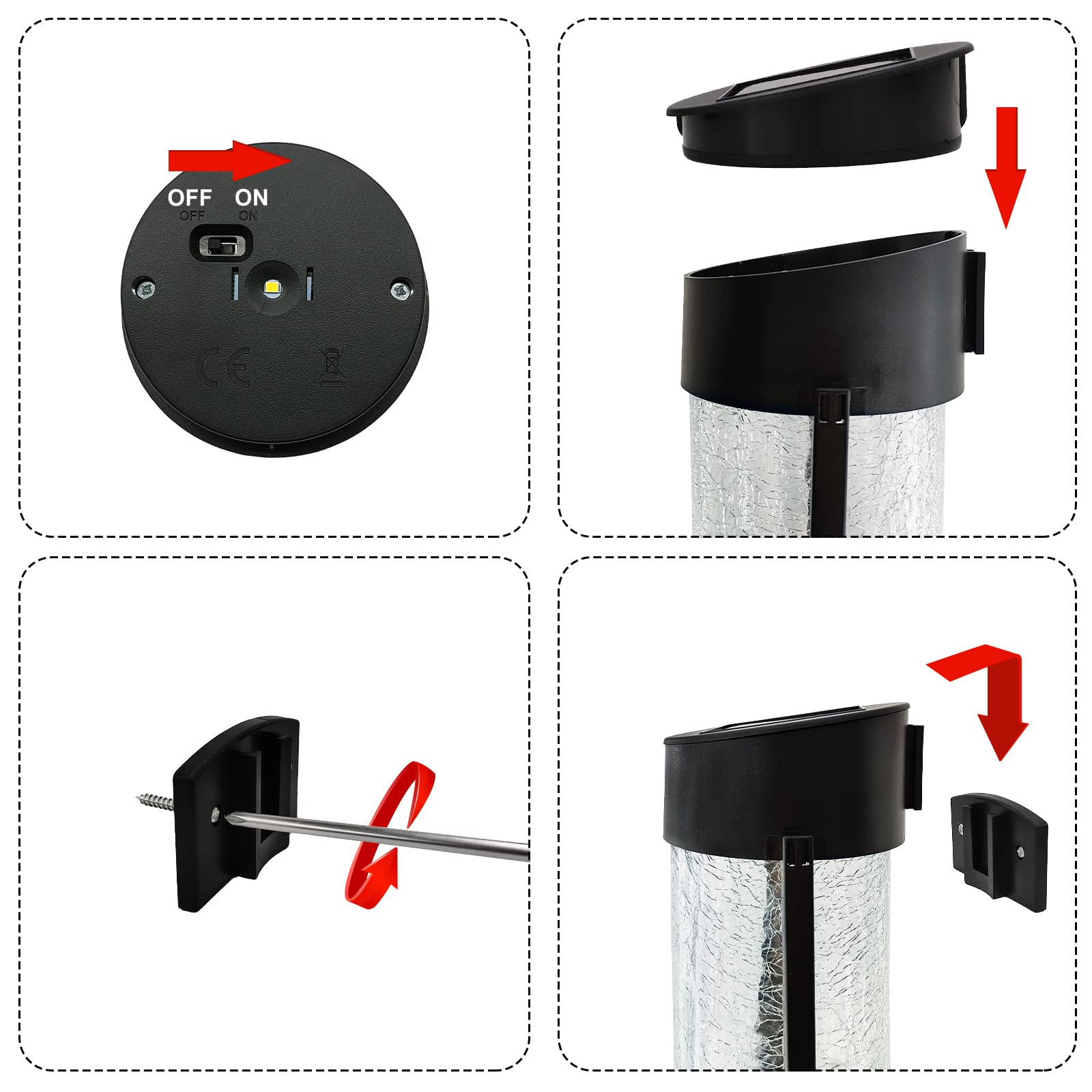 Solar Powered LED Cracked Wall Hanging Light Outdoor Landscape Glass Bottle lamp Christmas Decoration Lights Solar Garden Light SD-SL1912