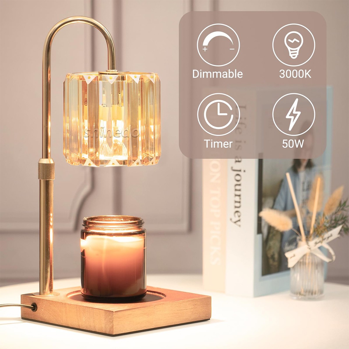 Adjustable height crystal wax melting lamp timing switch diffused fragrance-free candle light night light SD-SL1823