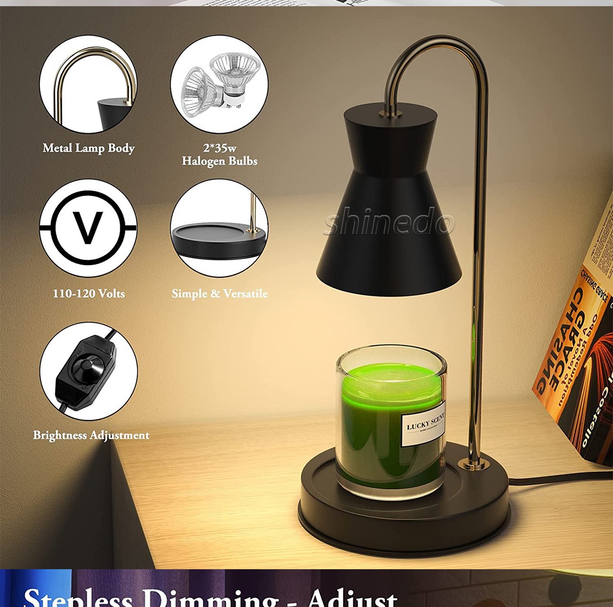 Melt wax lamp indoor creative aromatherapy candle bedroom fragrance light luxury dimming with hand gift candle warmer lamp SD-SL1843