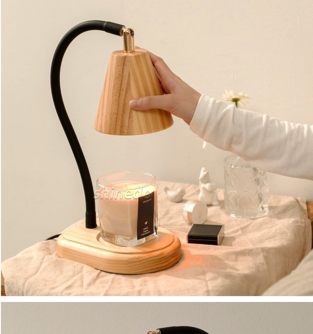 Retro adjustable aromatherapy wax melt lamp Bedroom headboard wooden nightlight candle warmer lamp SD-SL1855
