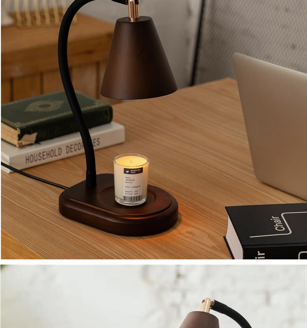 Retro adjustable aromatherapy wax melt lamp Bedroom headboard wooden nightlight candle warmer lamp SD-SL1855