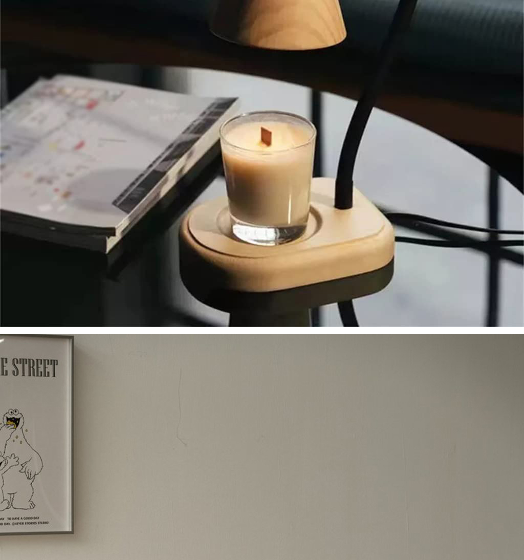 Retro adjustable aromatherapy wax melt lamp Bedroom headboard wooden nightlight candle warmer lamp SD-SL1855
