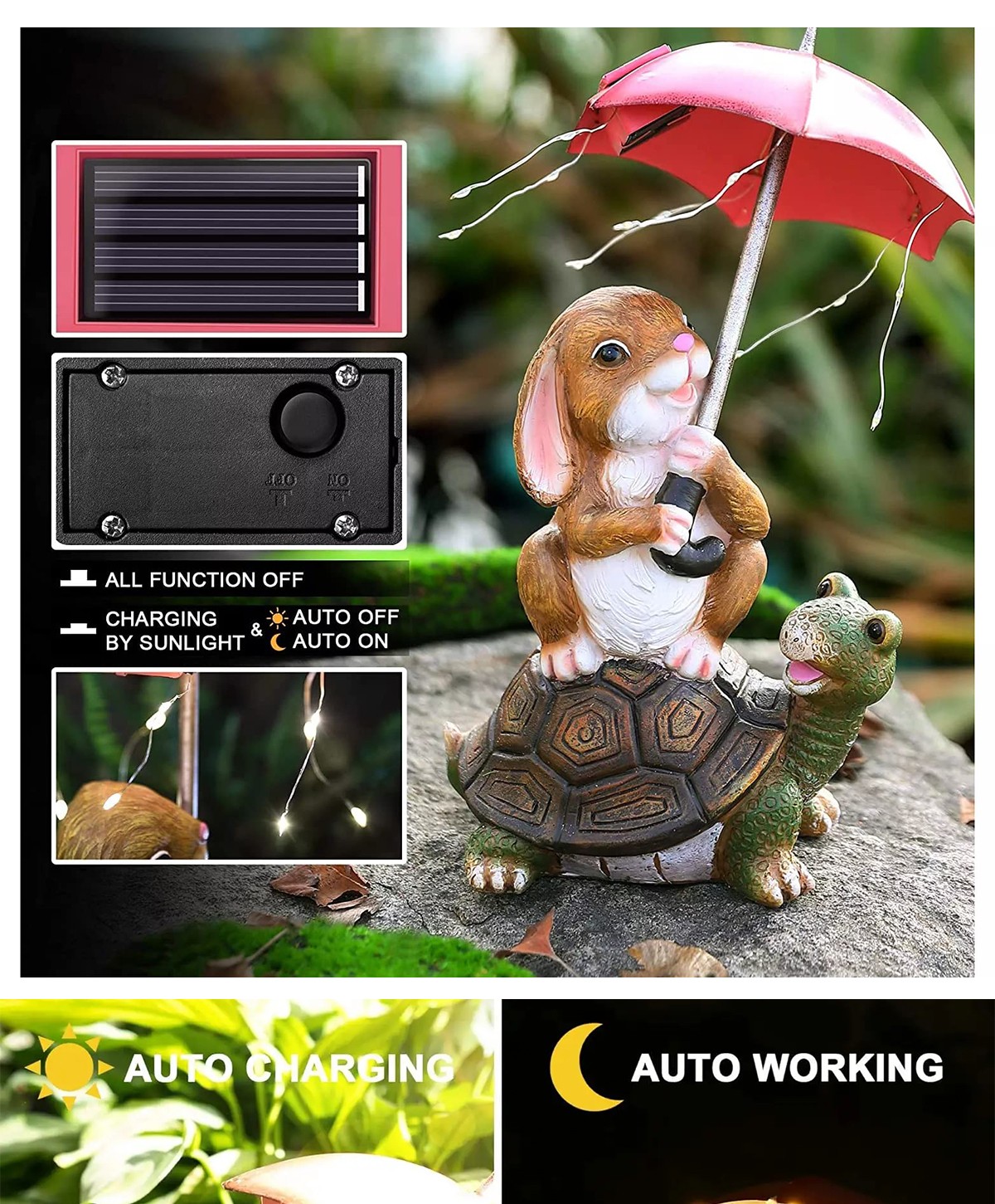 Custom patio garden resin cartoon umbrella rabbit creative outdoor decorations SD-SL1837