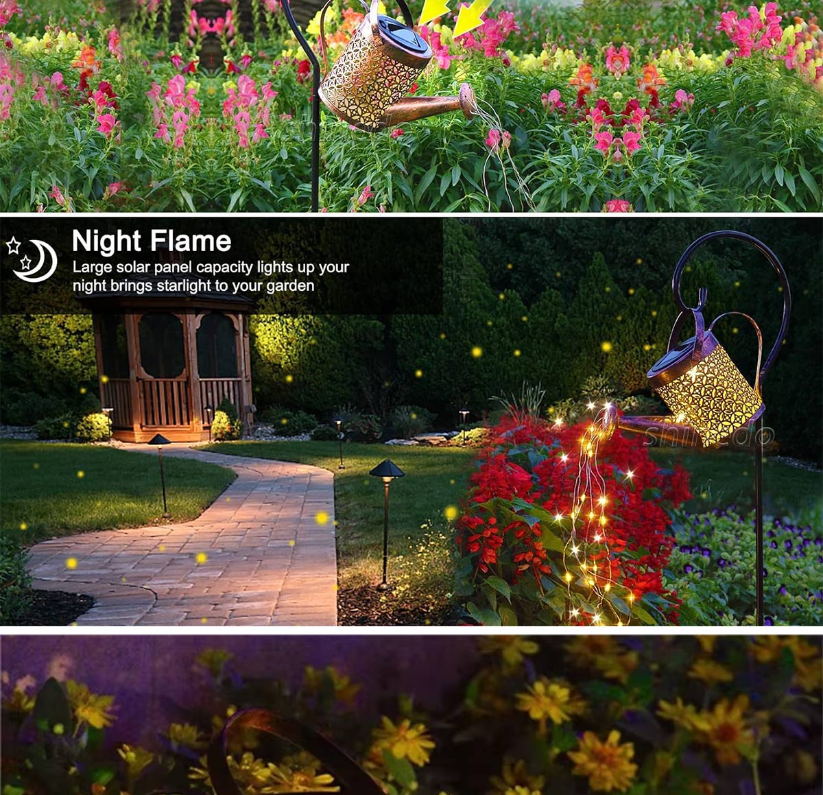 solar wrought iron water kettle with outdoor patio garden decorative lawn lights SD-SL1991