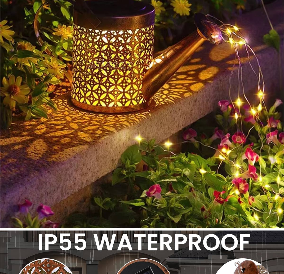 solar wrought iron water kettle with outdoor patio garden decorative lawn lights SD-SL1991