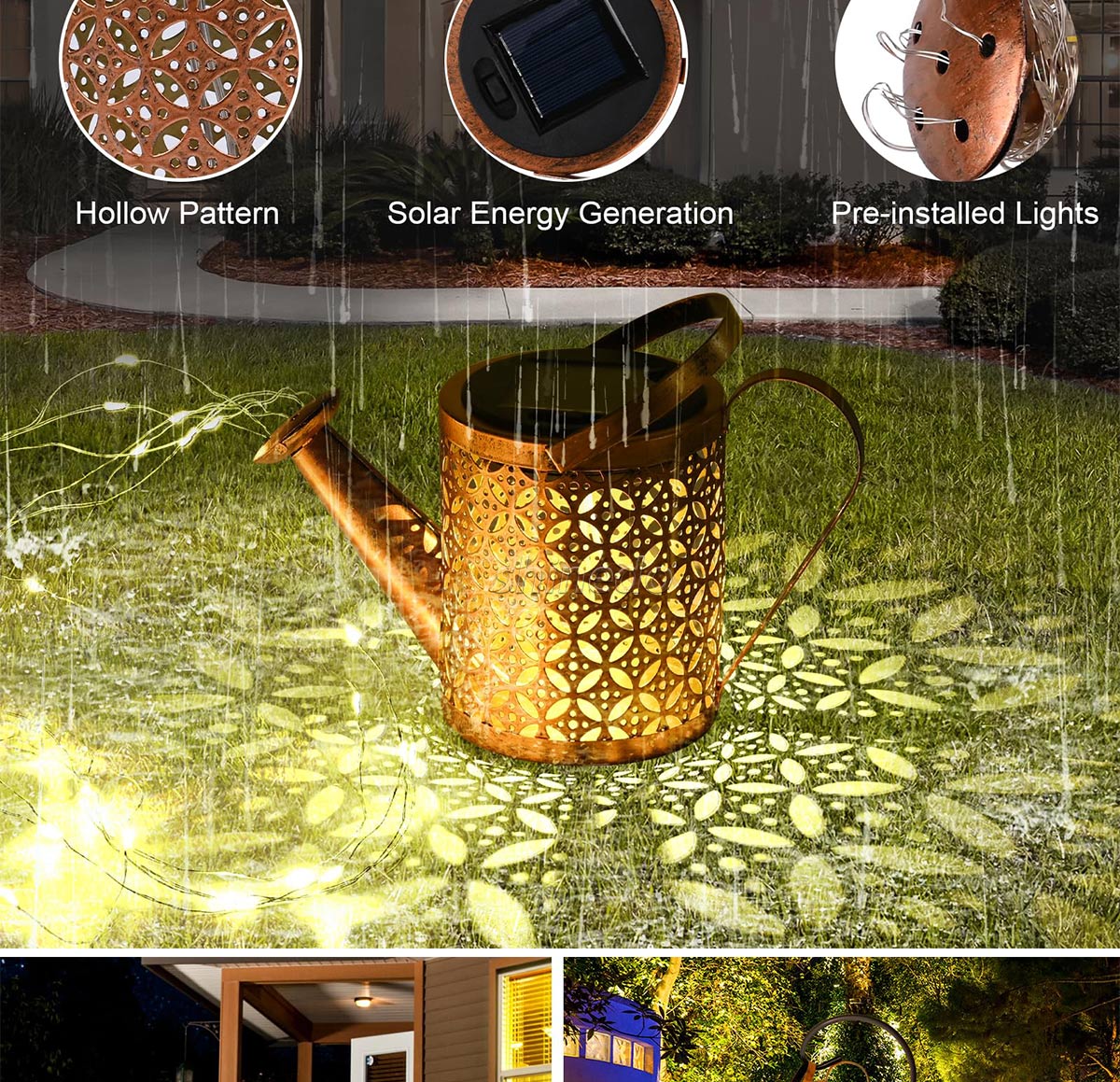solar wrought iron water kettle with outdoor patio garden decorative lawn lights SD-SL1991