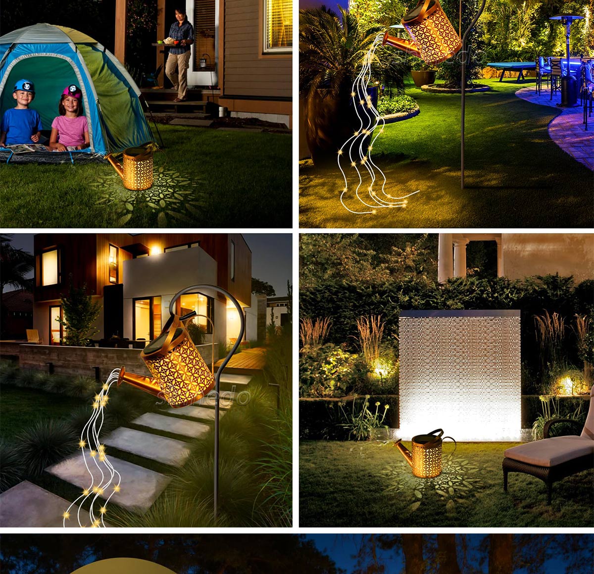 solar wrought iron water kettle with outdoor patio garden decorative lawn lights SD-SL1991