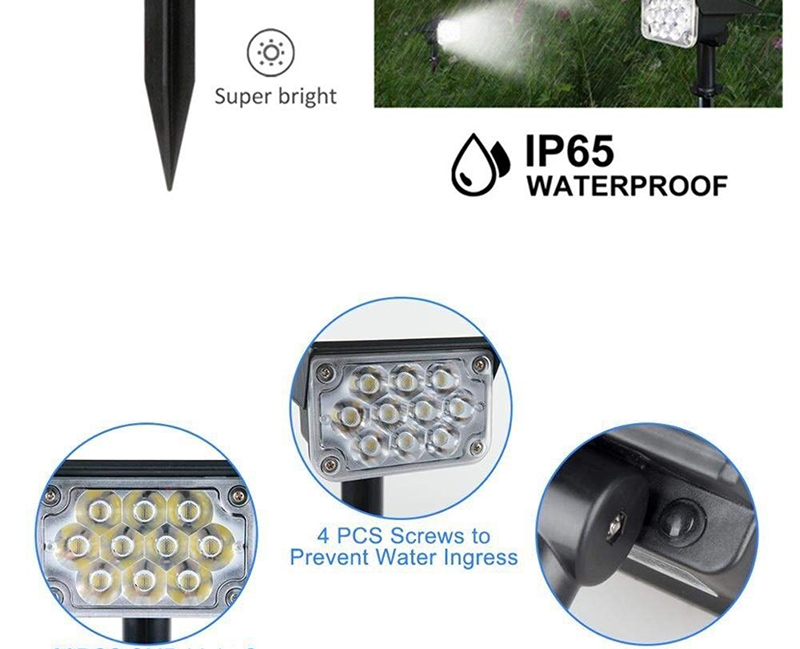 IP65 Waterproof LED Landscape Lights with Stake Adjustable Spotlight Garden Solar Landscape Light for Outdoor Pathway Garden SD-SL1725