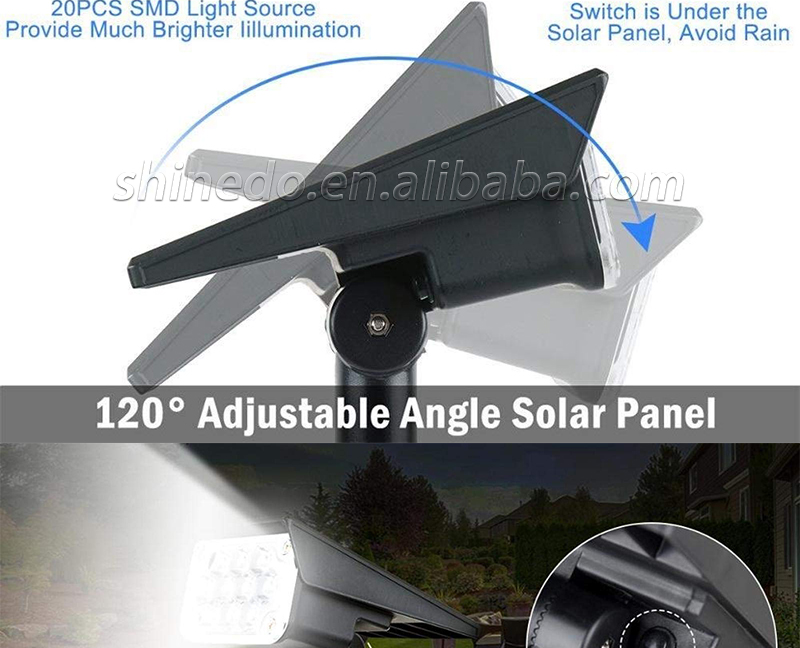 IP65 Waterproof LED Landscape Lights with Stake Adjustable Spotlight Garden Solar Landscape Light for Outdoor Pathway Garden SD-SL1725
