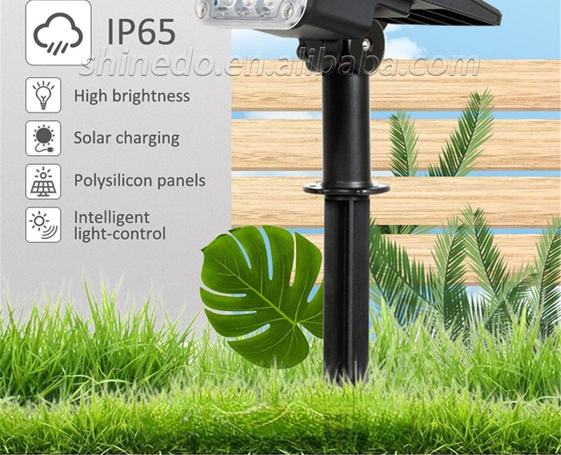 IP65 Waterproof LED Landscape Lights with Stake Adjustable Spotlight Garden Solar Landscape Light for Outdoor Pathway Garden SD-SL1725