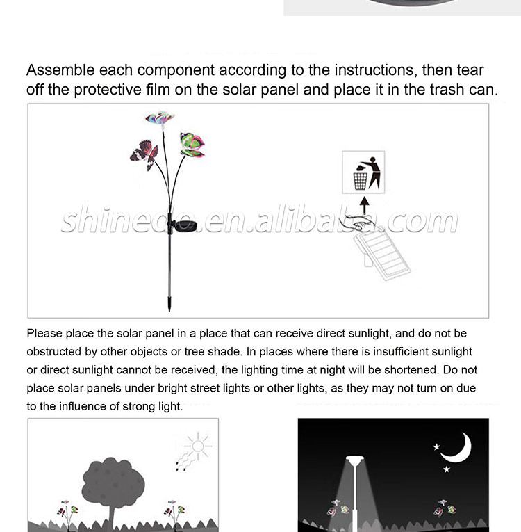 Solar butterfly Swing Decorative Light Waterproof LED Solar Landscape Light SD-SL1796
