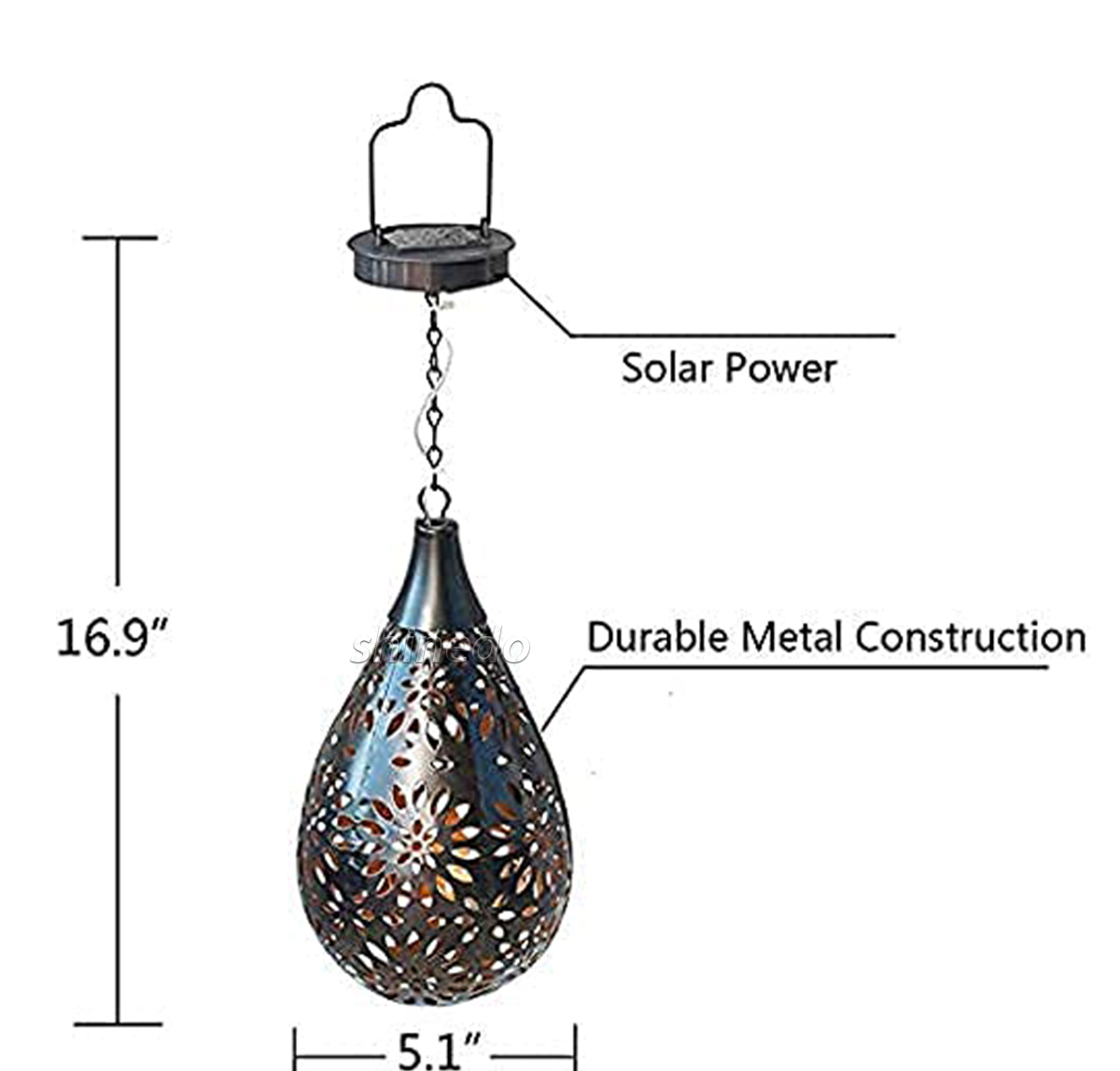 Solar Powered LED Hanging Lantern IP65 Waterproof Outdoor Garden Light for Yard Fence Flower Decorative SD-SL1881