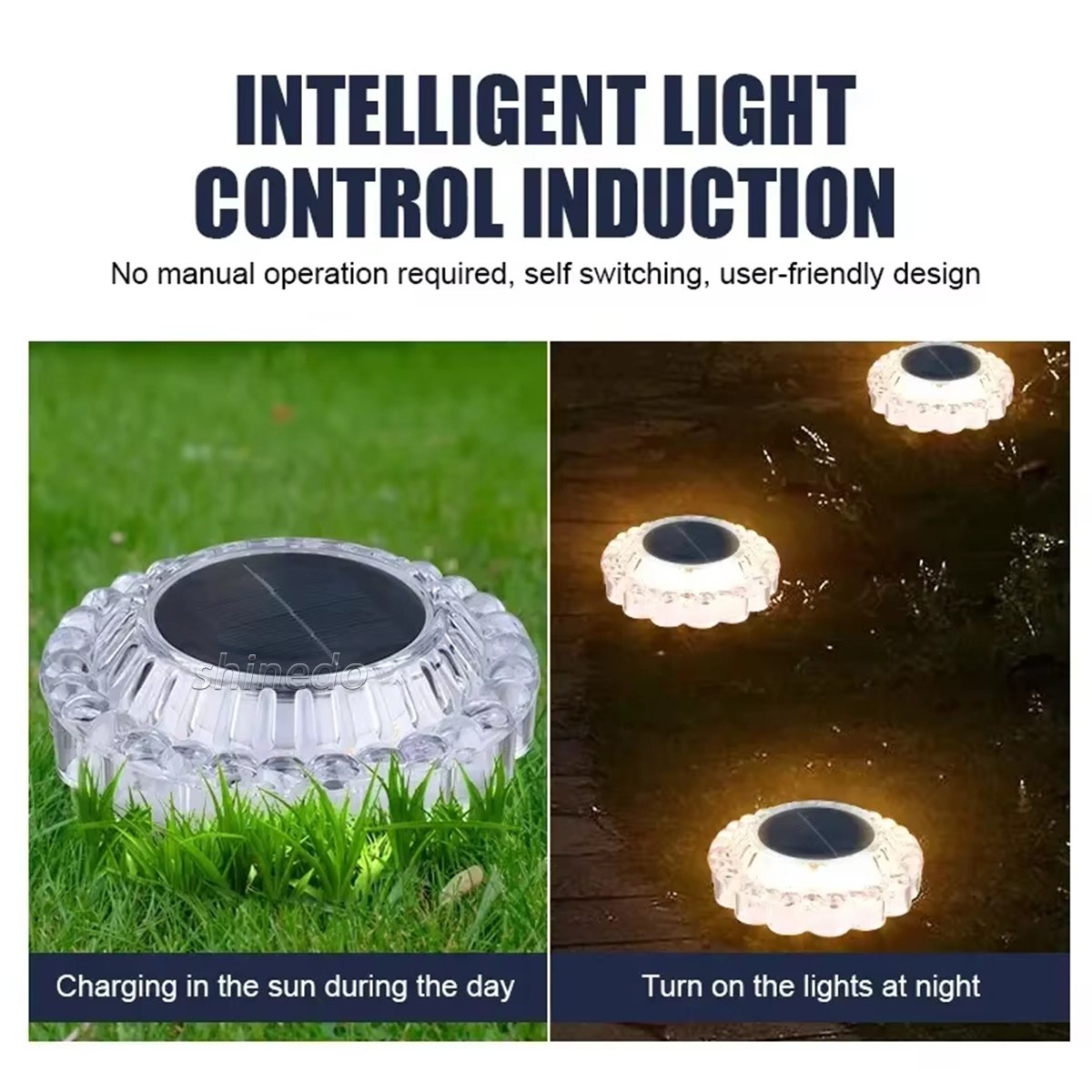 Warm White Solar Disk Ground Light Dusk to Dawn Garden Pathway Decorative Outdoor Waterproof LED Landscape Lighting Lawn Pathway SD-SL2039