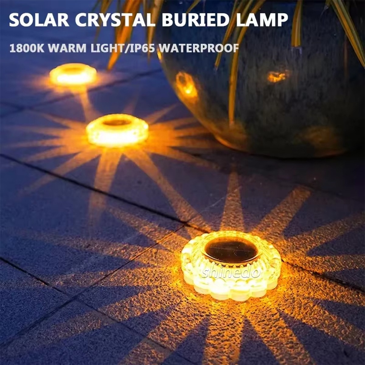 Warm White Solar Disk Ground Light Dusk to Dawn Garden Pathway Decorative Outdoor Waterproof LED Landscape Lighting Lawn Pathway SD-SL2039