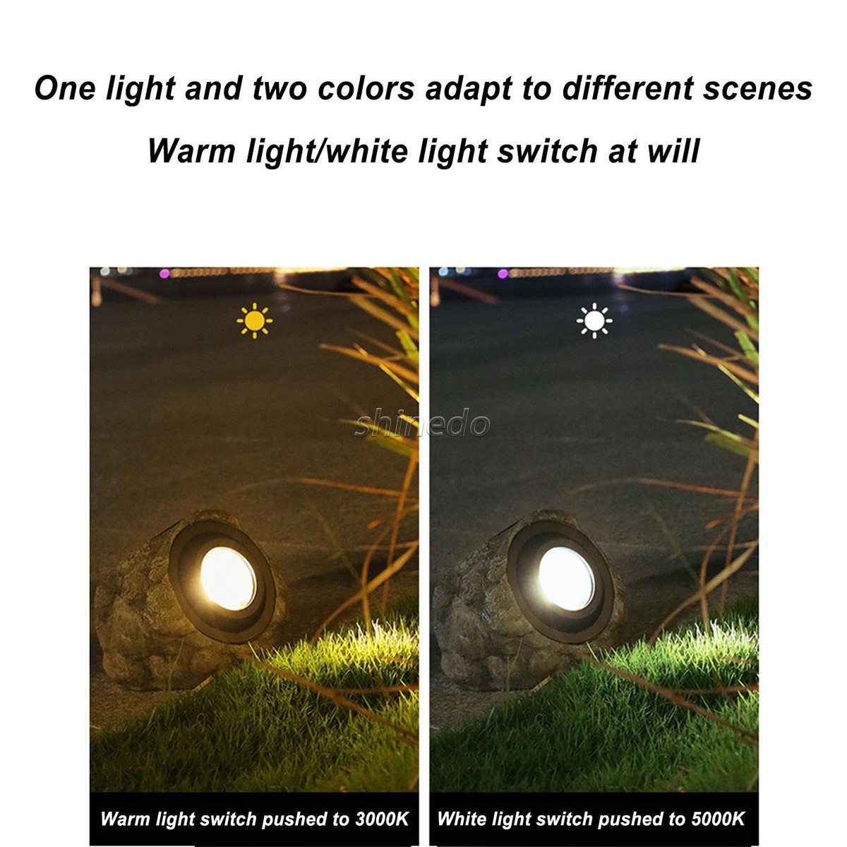 LED Spotlight Solar Powered Garden Light for Ground Walkway IP65 Waterproof Outdoor Lawn Rock Light Stylish Yard Decor Stone SD-SL2132