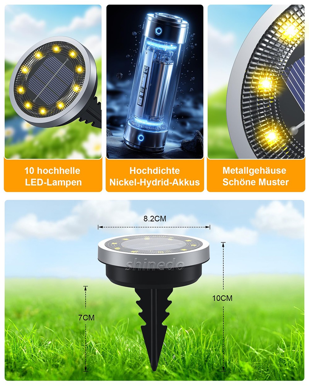 Solar Pavement Light Ip65 Waterproof Yard Solar Power 8 Led 10Led Light Lamp Patio Lawn Decor Solar LED Garden Disk Ground Light SD-SL2148