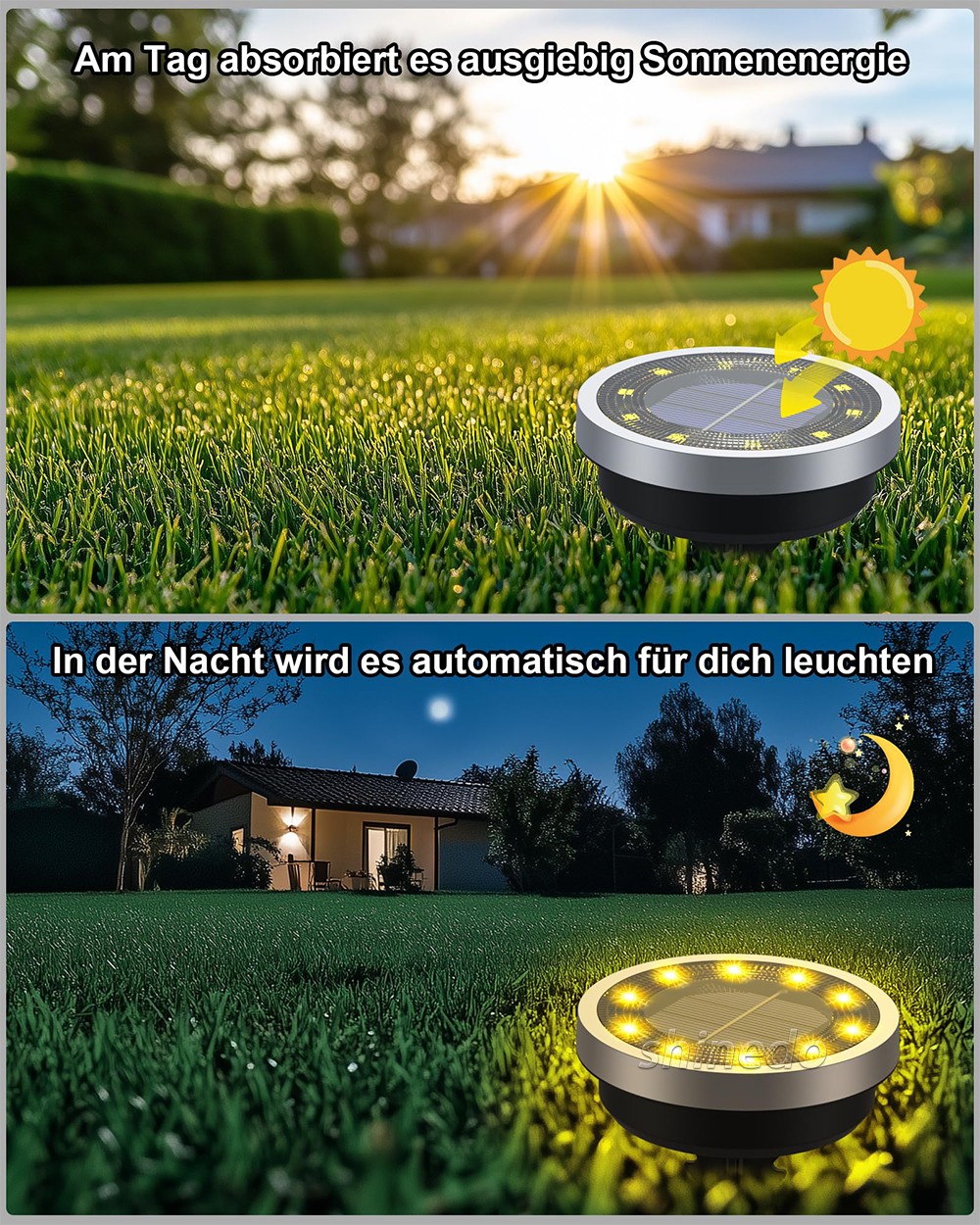 Solar Pavement Light Ip65 Waterproof Yard Solar Power 8 Led 10Led Light Lamp Patio Lawn Decor Solar LED Garden Disk Ground Light SD-SL2148