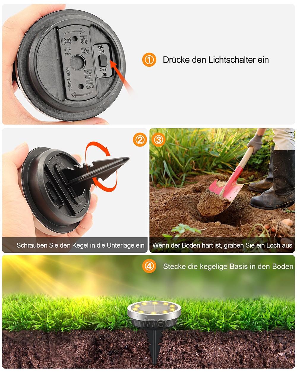 Solar Pavement Light Ip65 Waterproof Yard Solar Power 8 Led 10Led Light Lamp Patio Lawn Decor Solar LED Garden Disk Ground Light SD-SL2148
