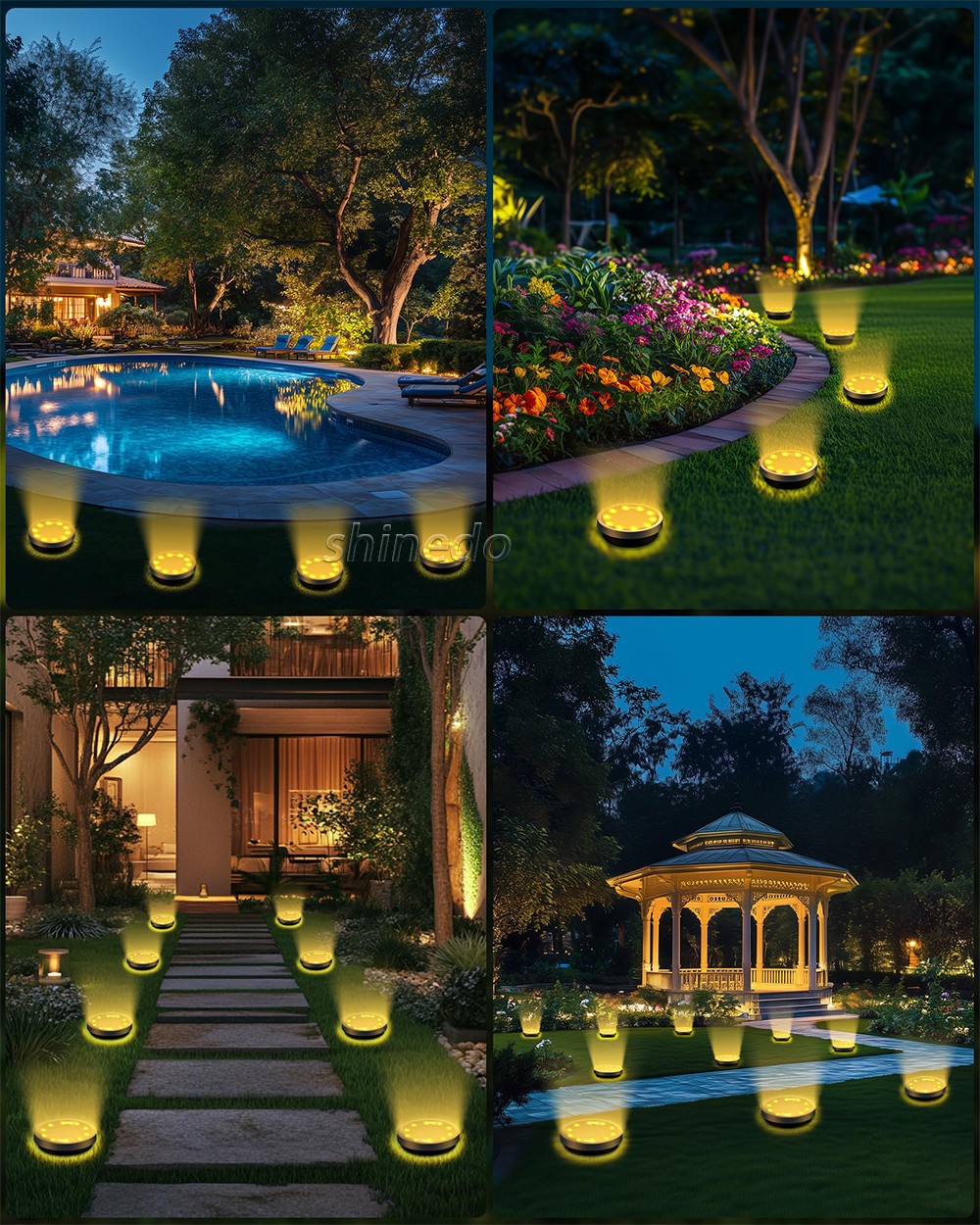 Solar Pavement Light Ip65 Waterproof Yard Solar Power 8 Led 10Led Light Lamp Patio Lawn Decor Solar LED Garden Disk Ground Light SD-SL2148