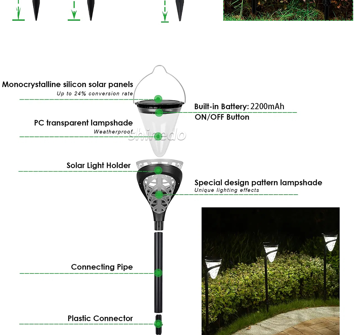 ROHS Certified Waterproof IP65 Led Outdoor Solar Lamp Lighting Decoration Landscape Lights Solar Channel Lawn Garden Light SD-SL2161
