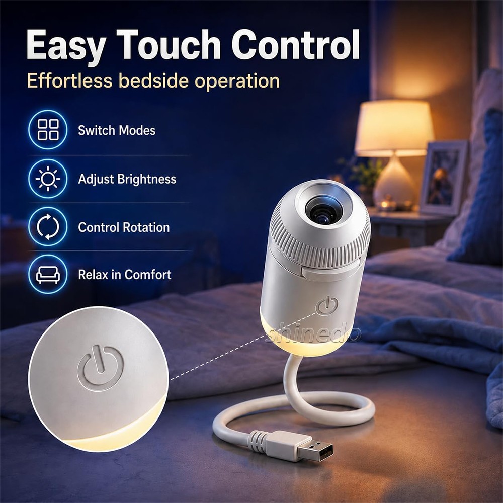 Star Projector Galaxy Night Light 360° Rotatable USB LED Atmosphere Lamp with Remote Control for Bedroom Home Decor